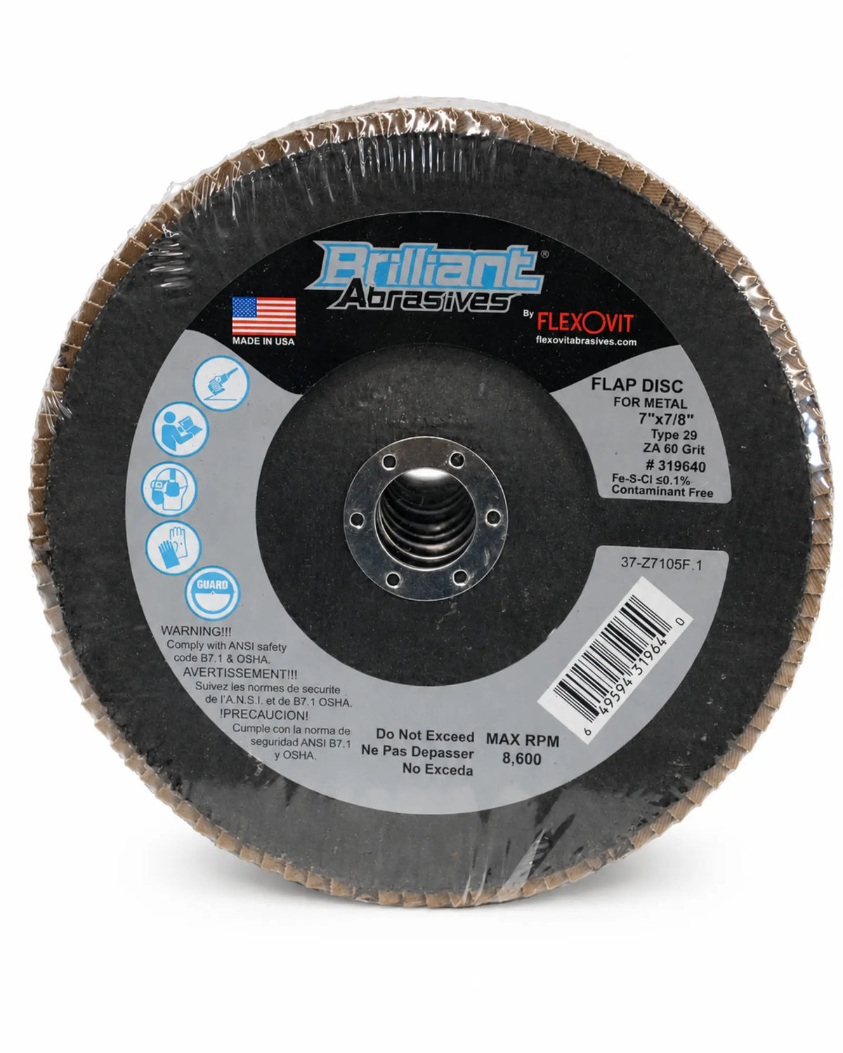 Disco Laminado 7 X 7/8 Grano 60 Acero al Carbón e Inoxidable