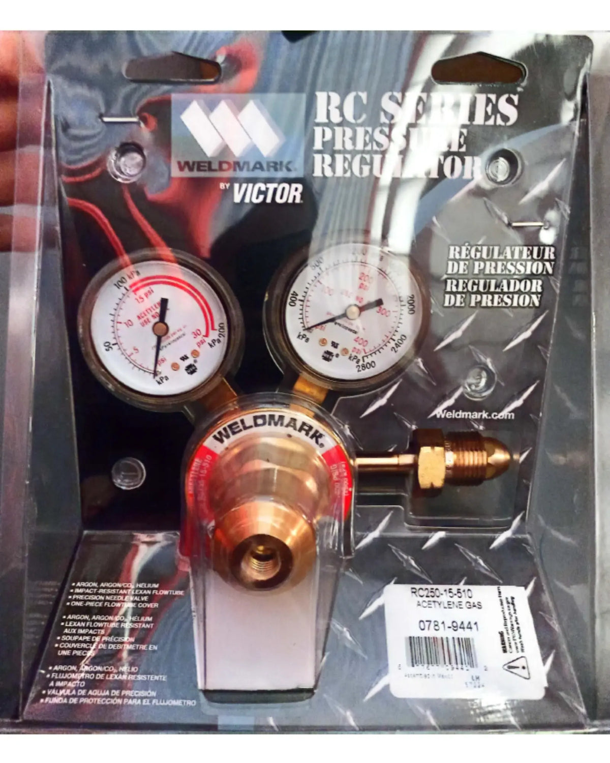Regulador de Acetileno de una etapa RC 250 conexión CGA-510 Weldmark by Victor