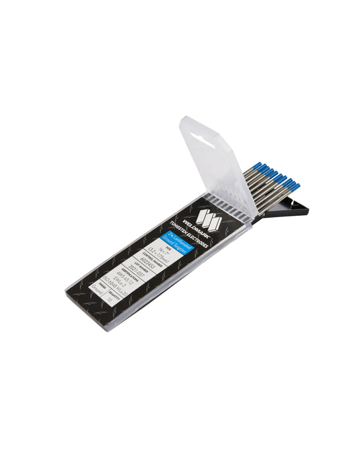 Electrodos de tungsteno lantanado de 1/8" con punta azul paquete de 10
