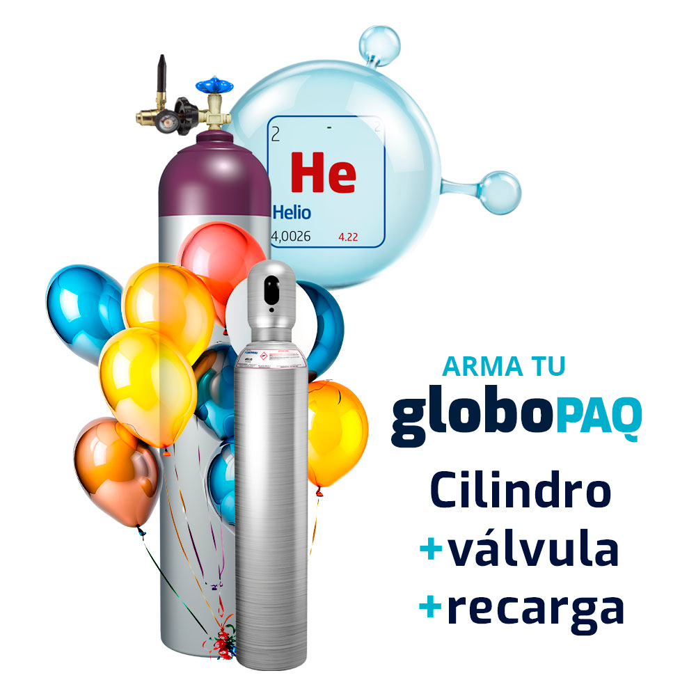 Helio GloboPaq - Cilindro con carga de helio + válvula infladora